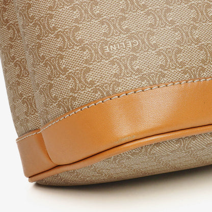 Celine Vintage Macadam Triomphe Bucket Bag mit Kordelzug in Beige