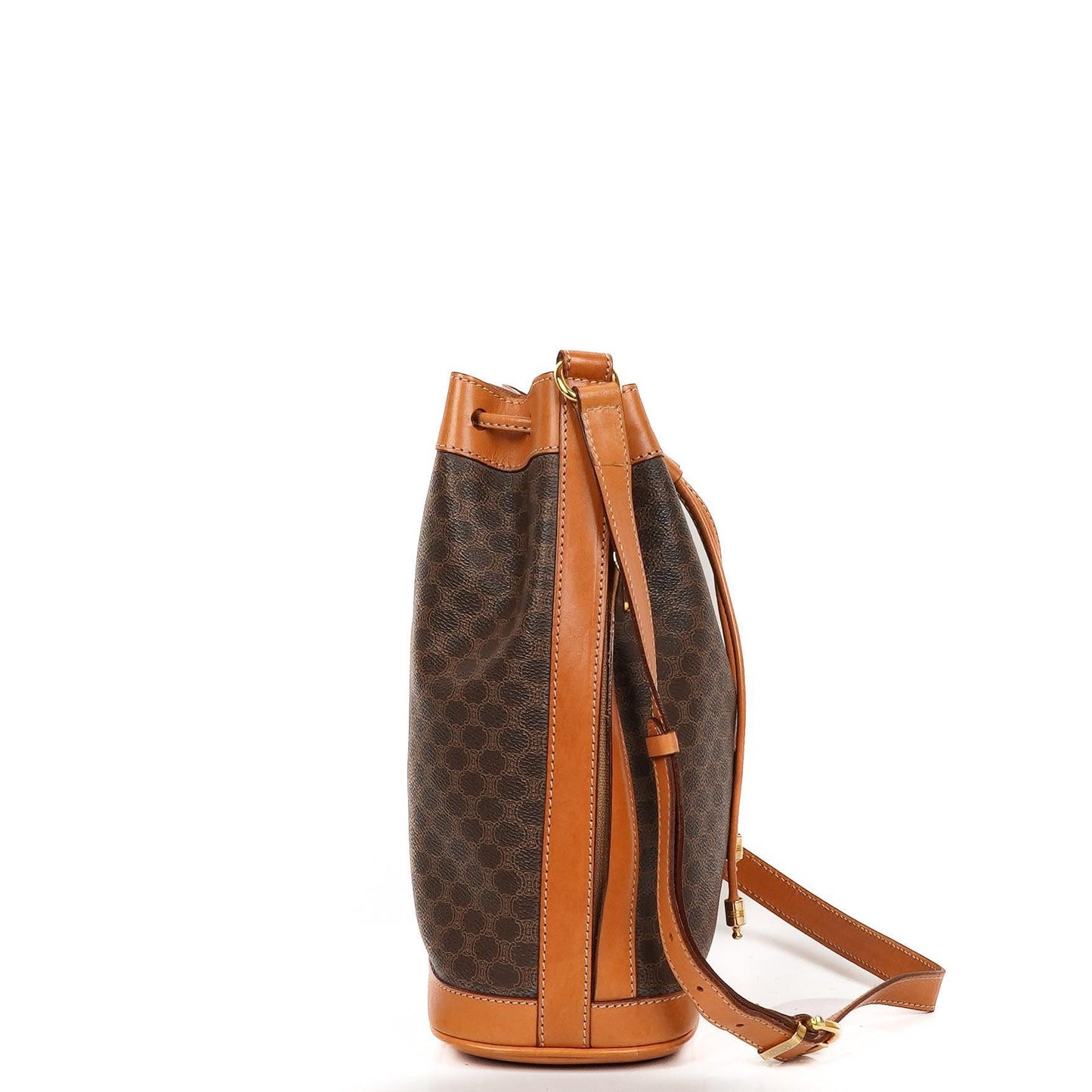 Celine Vintage Macadam Triomphe Braune Zugband Bucket Bag Sehr gut