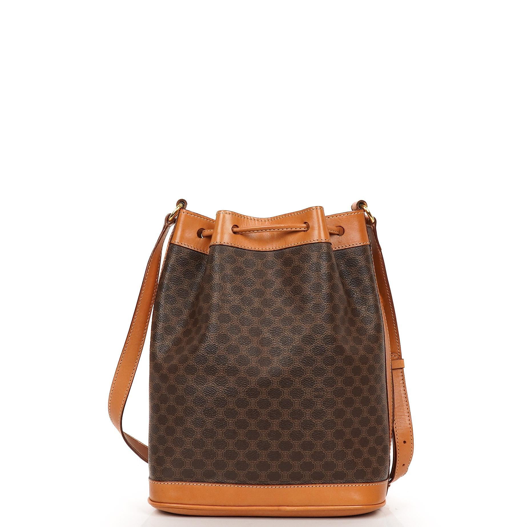 Celine Vintage Macadam Triomphe Braune Zugband Bucket Bag Sehr gut