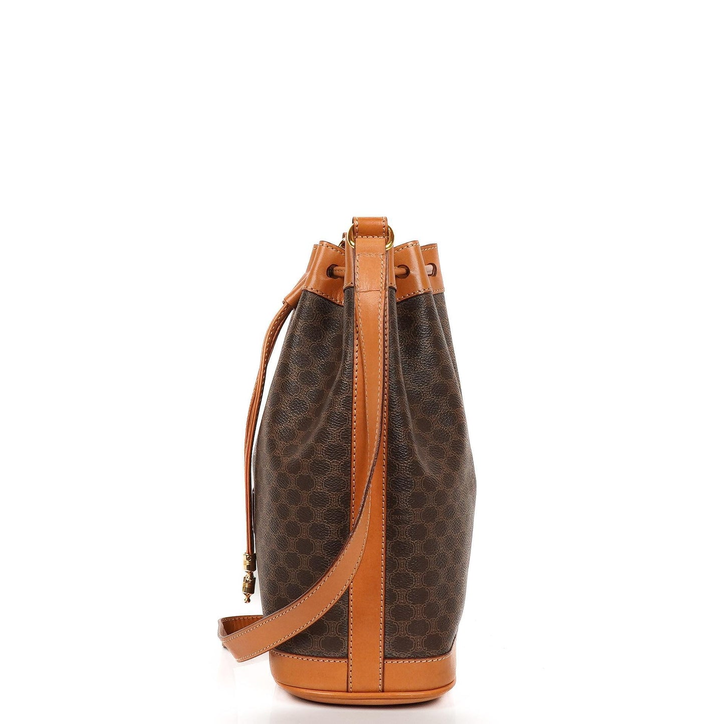 Celine Vintage Macadam Triomphe Braune Zugband Bucket Bag Sehr gut