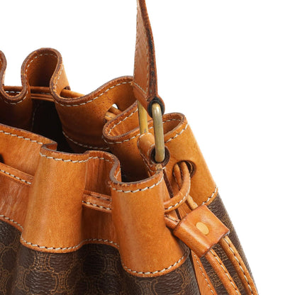 Celine Vintage Macadam Triomphe Braune Zugband Bucket Bag