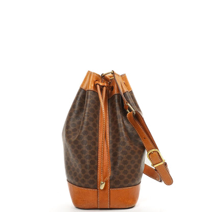 Celine Vintage Macadam Triomphe Braune Zugband Bucket Bag