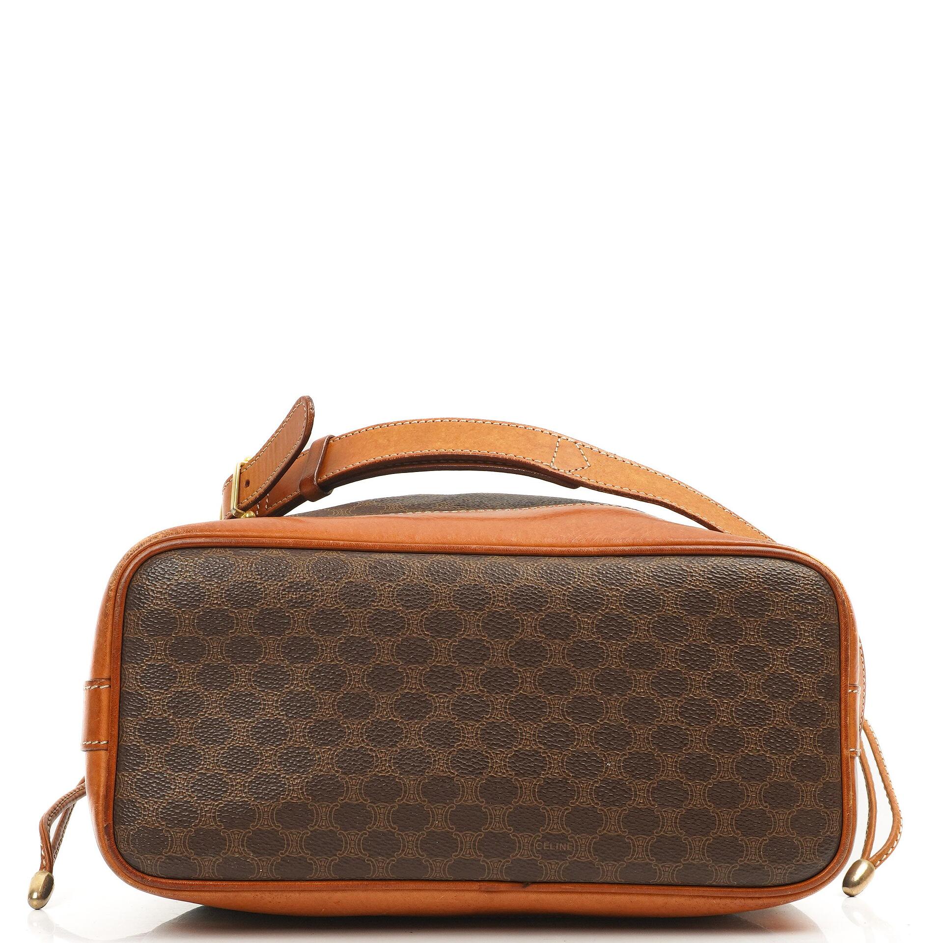 Celine Vintage Macadam Triomphe Braune Zugband Bucket Bag