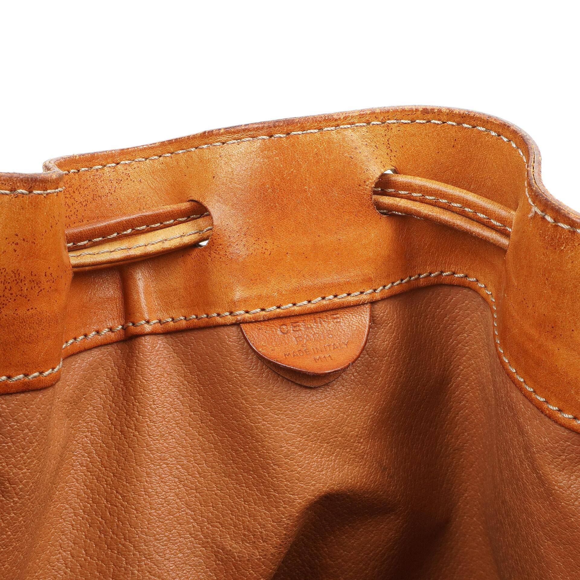 Celine Vintage Macadam Triomphe Braune Zugband Bucket Bag