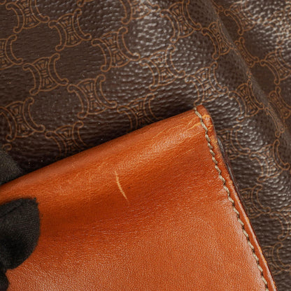 Celine Vintage Macadam Triomphe Bucket Bag mit Zugband in Braun