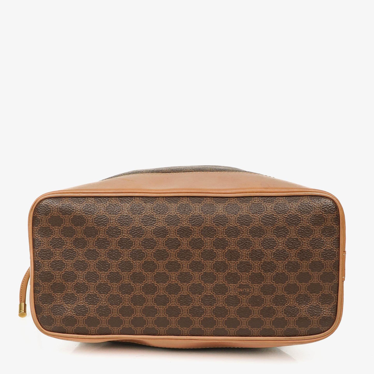 Celine Vintage Macadam Triomphe Bucket Bag mit Zugband in Braun