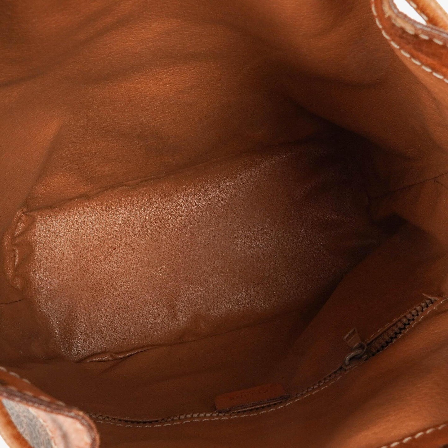 Celine Vintage Macadam Triomphe Bucket Bag mit Zugband in Braun