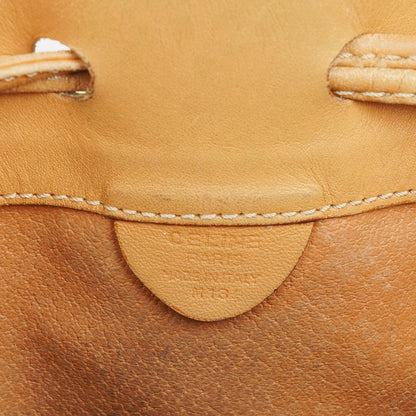 Celine Vintage Macadam Triomphe Bucket Bag mit Zugband in Braun