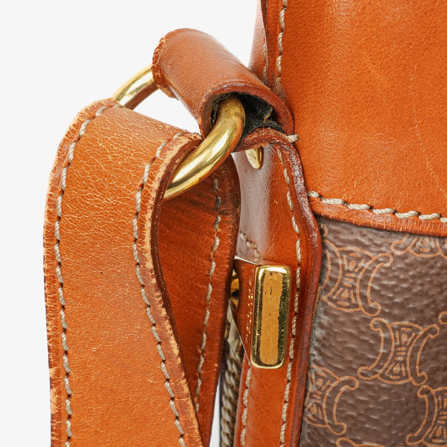 Celine Vintage Macadam Triomphe Bucket Tasche mit Kordelzug in Braun