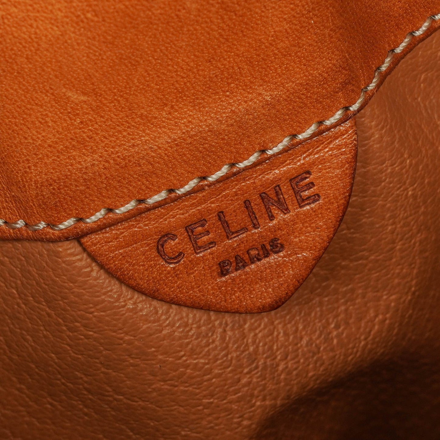 Celine Vintage Macadam Triomphe Bucket Bag mit Kordelzug in Braun