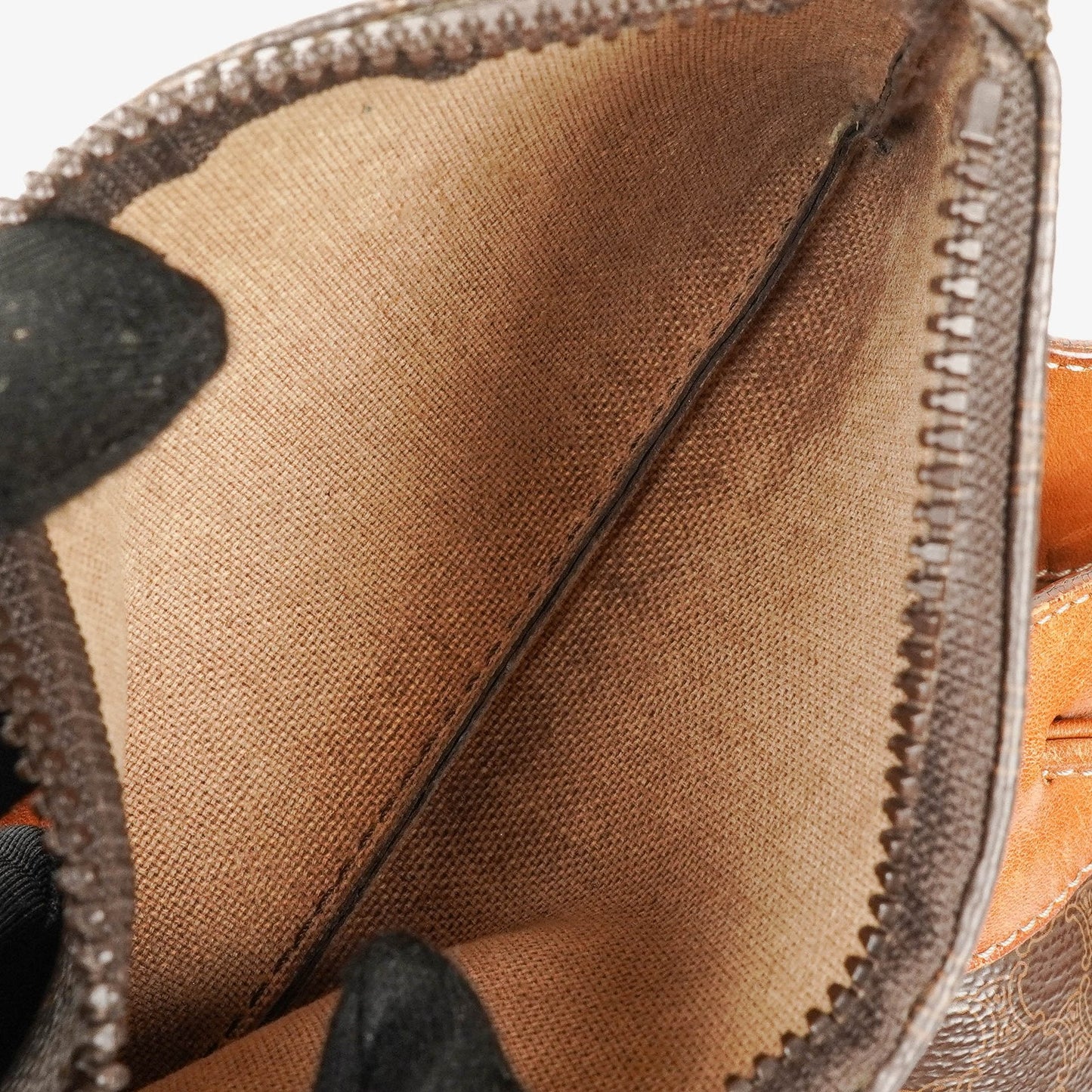 Celine Vintage Macadam Triomphe Bucket Bag mit Kordelzug in Braun