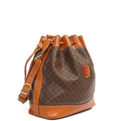 Celine Vintage Macadam Triomphe Braune Zugband Eimer Tasche mit Beutel