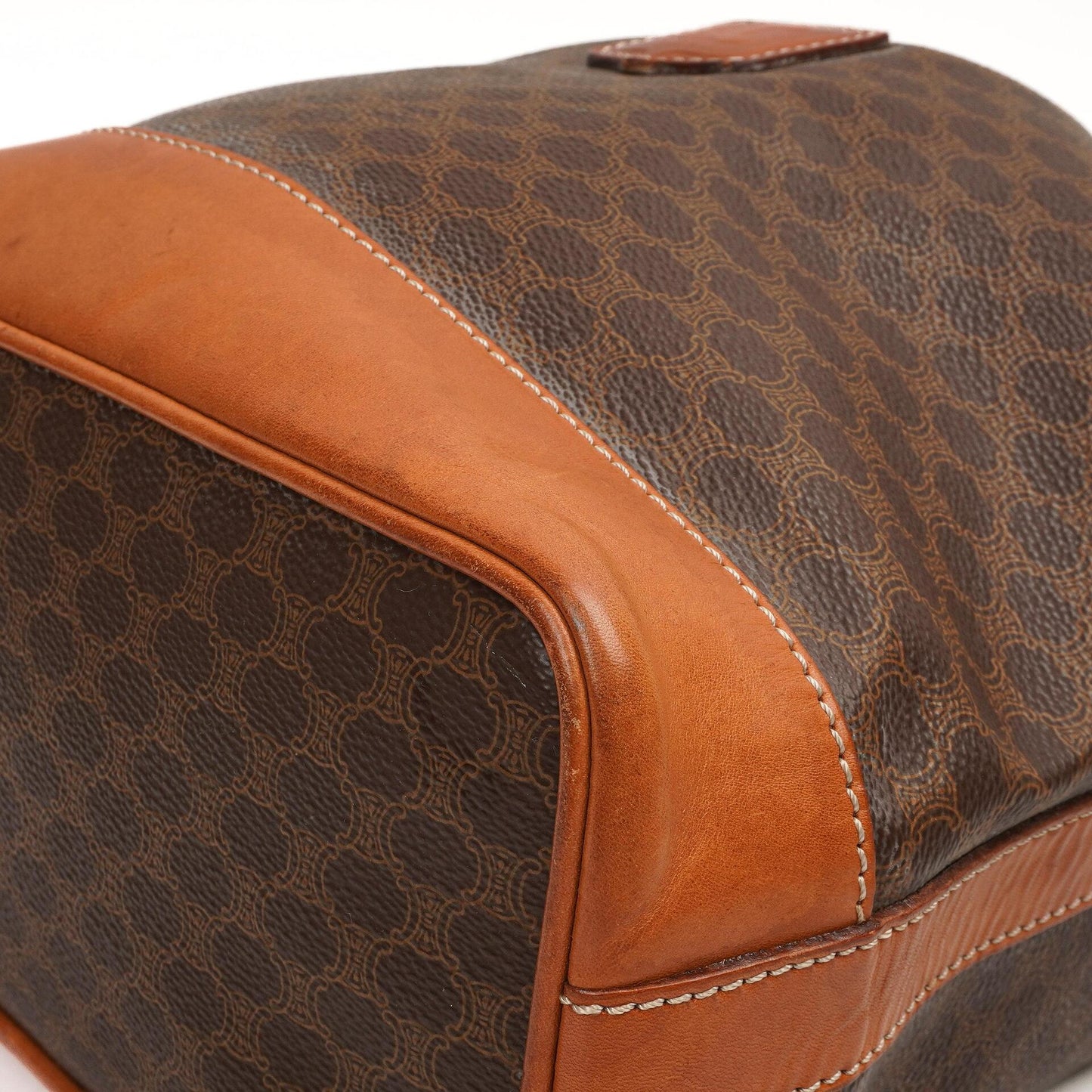 Celine Vintage Macadam Triomphe Braune Zugband Eimer Tasche mit Beutel