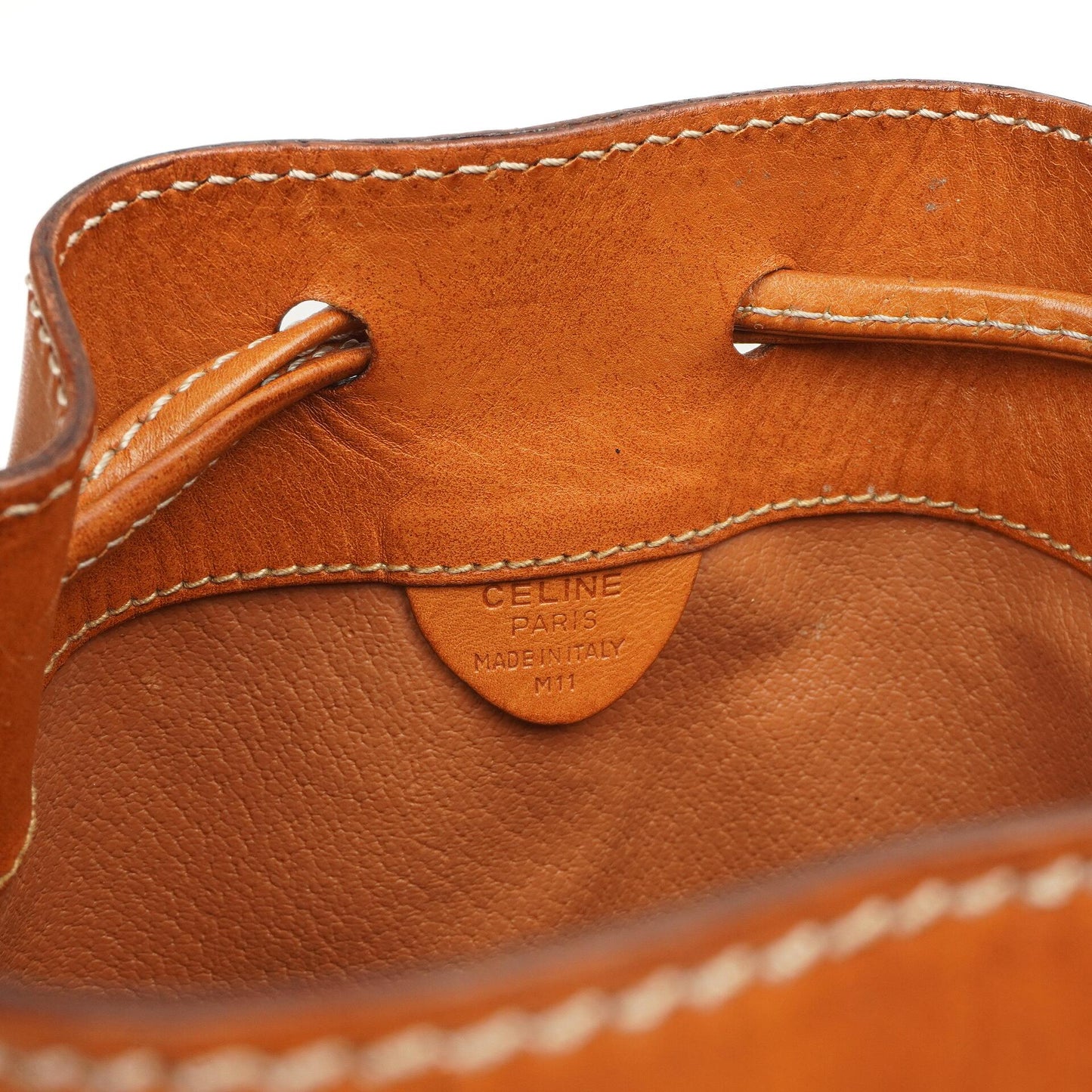 Celine Vintage Macadam Triomphe Braune Zugband Eimer Tasche mit Beutel