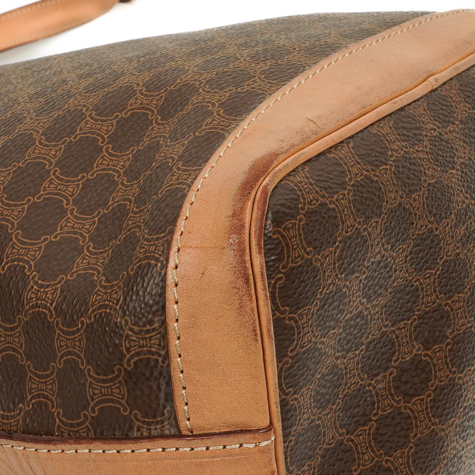 Céline Vintage Macadam Triomphe Braun Kordelzug Kleine Beuteltasche