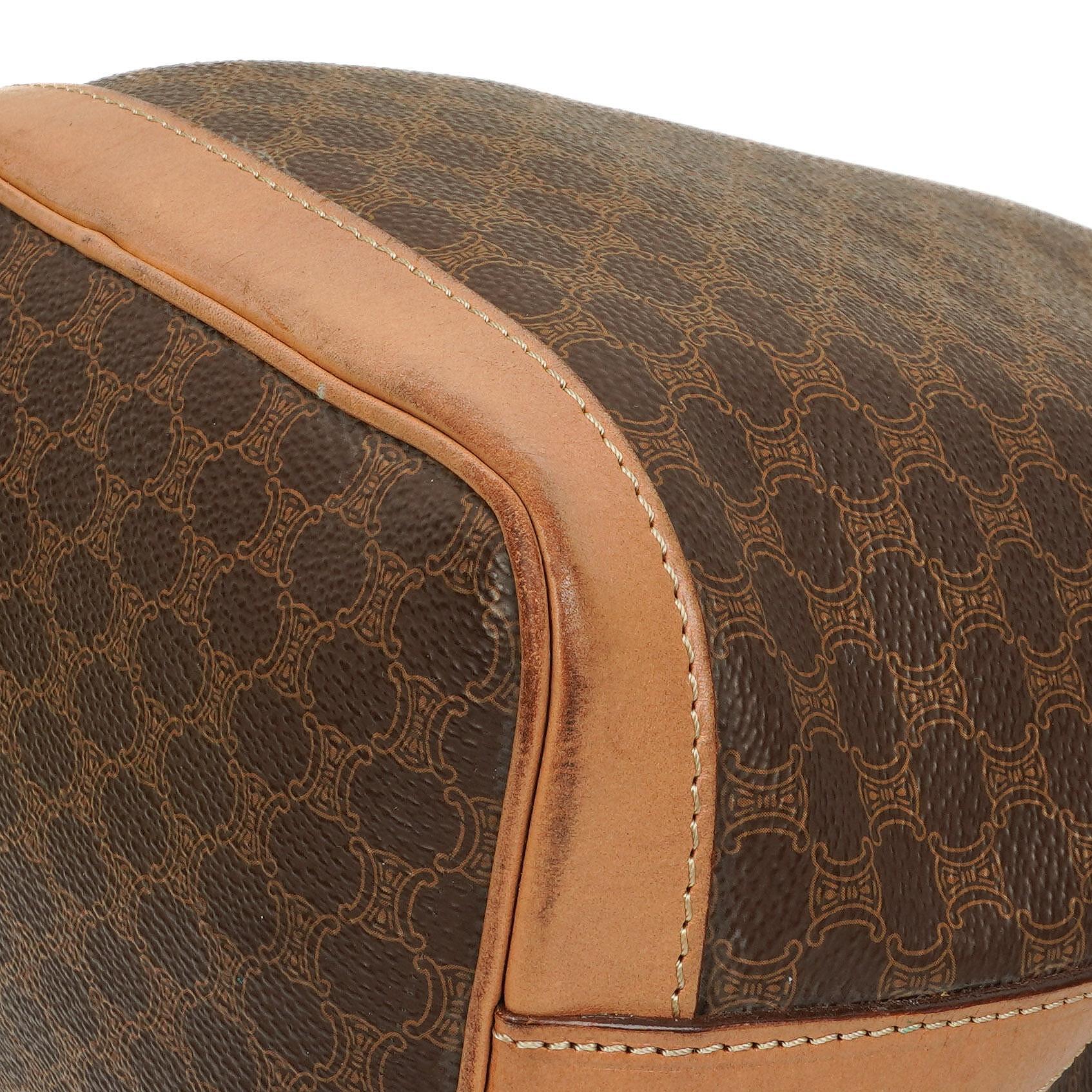 Céline Vintage Macadam Triomphe Braun Kordelzug Kleine Beuteltasche
