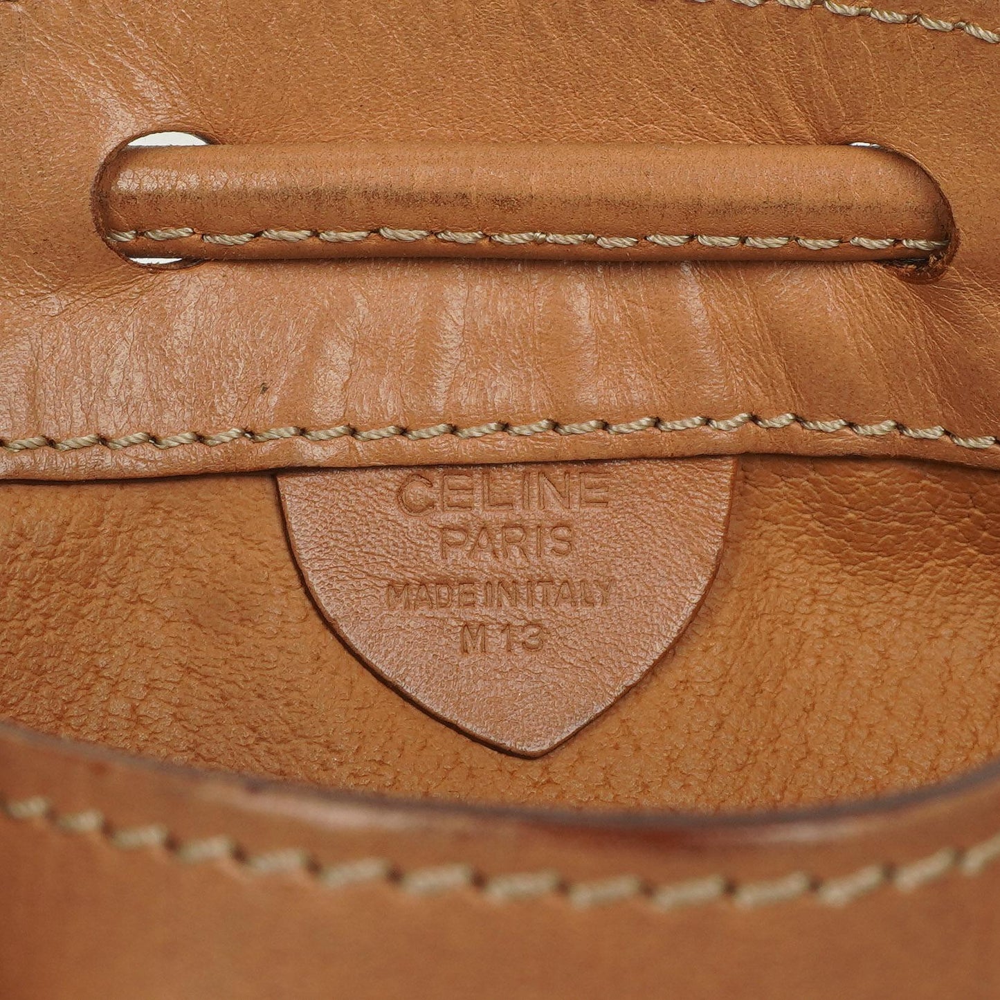 Céline Vintage Macadam Triomphe Braun Kordelzug Kleine Beuteltasche