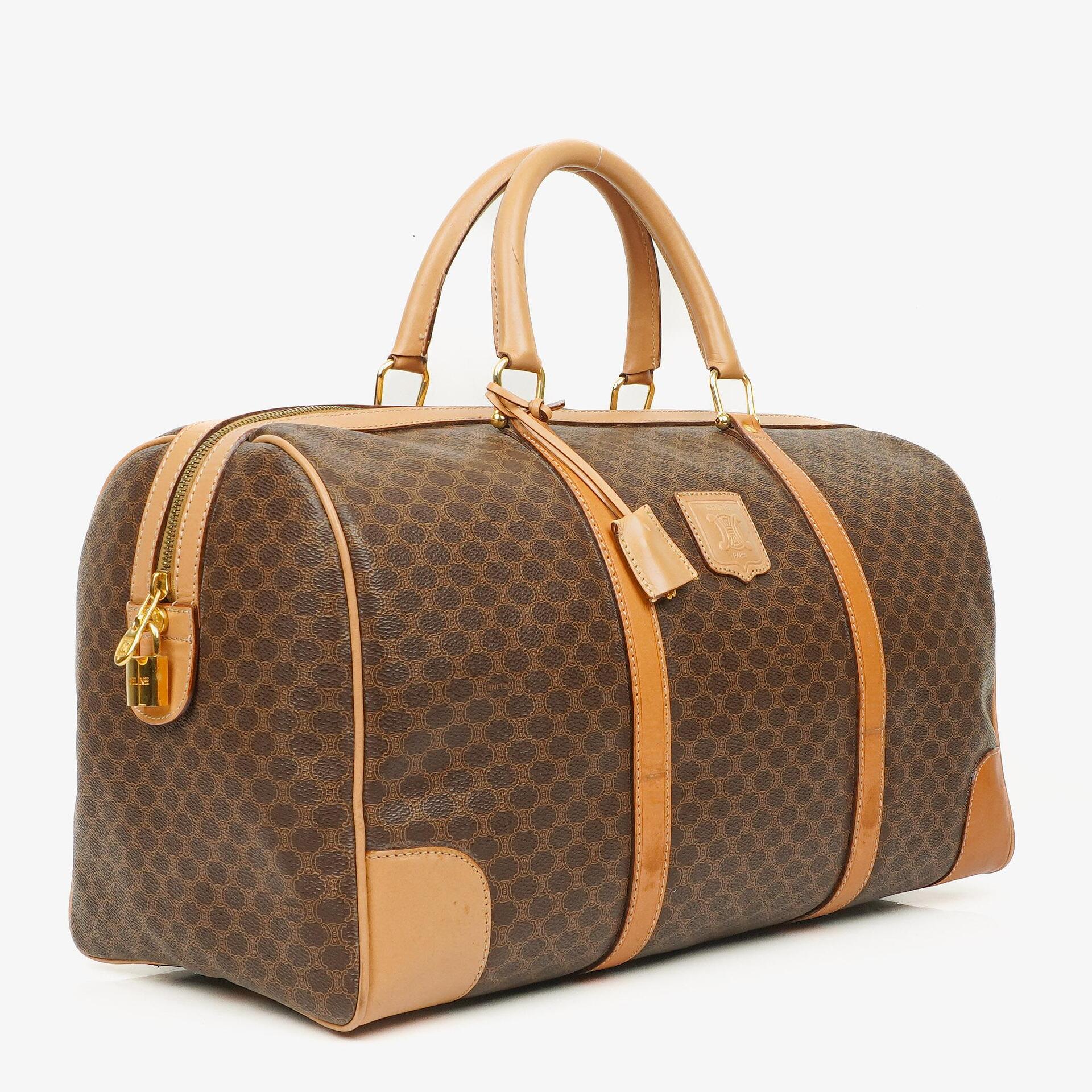 Celine Vintage Macadam Triomphe Reisetasche in Braun
