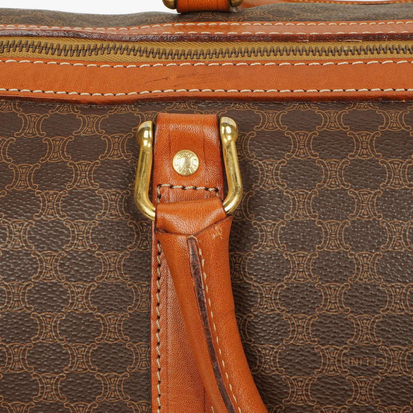 Celine Vintage Macadam Triomphe Reisetasche in Braun