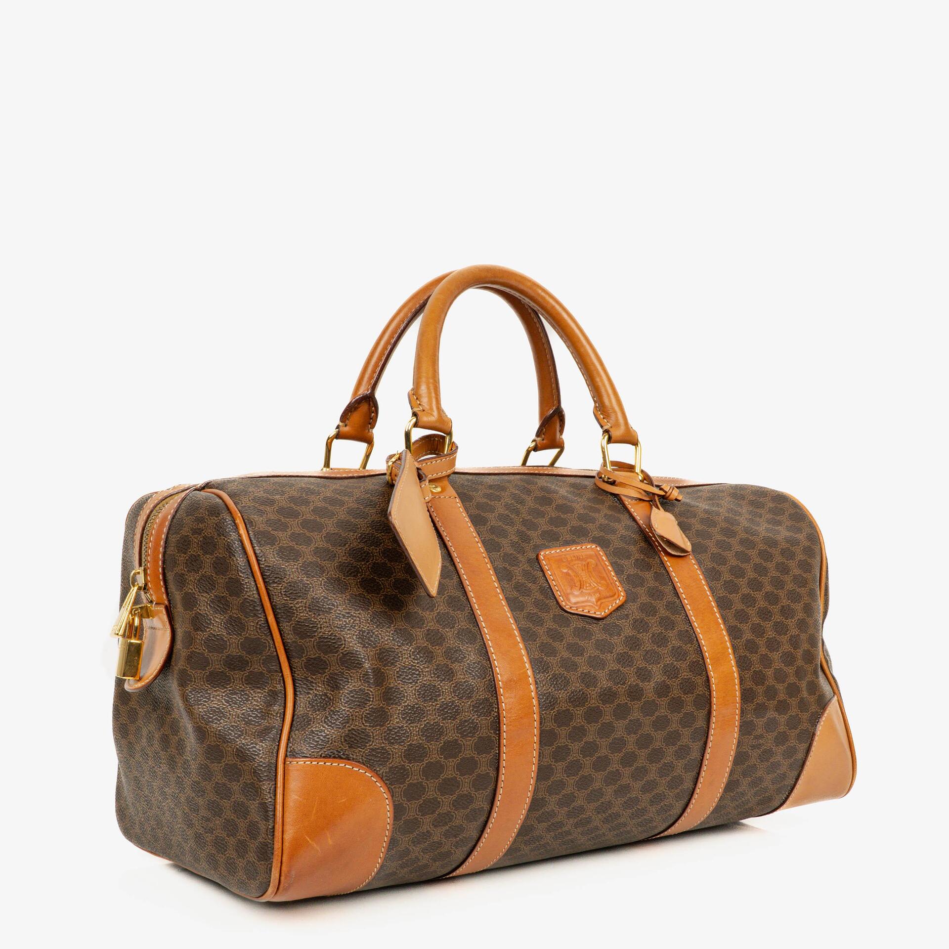 Celine Vintage Macadam Triomphe Reisetasche in Braun