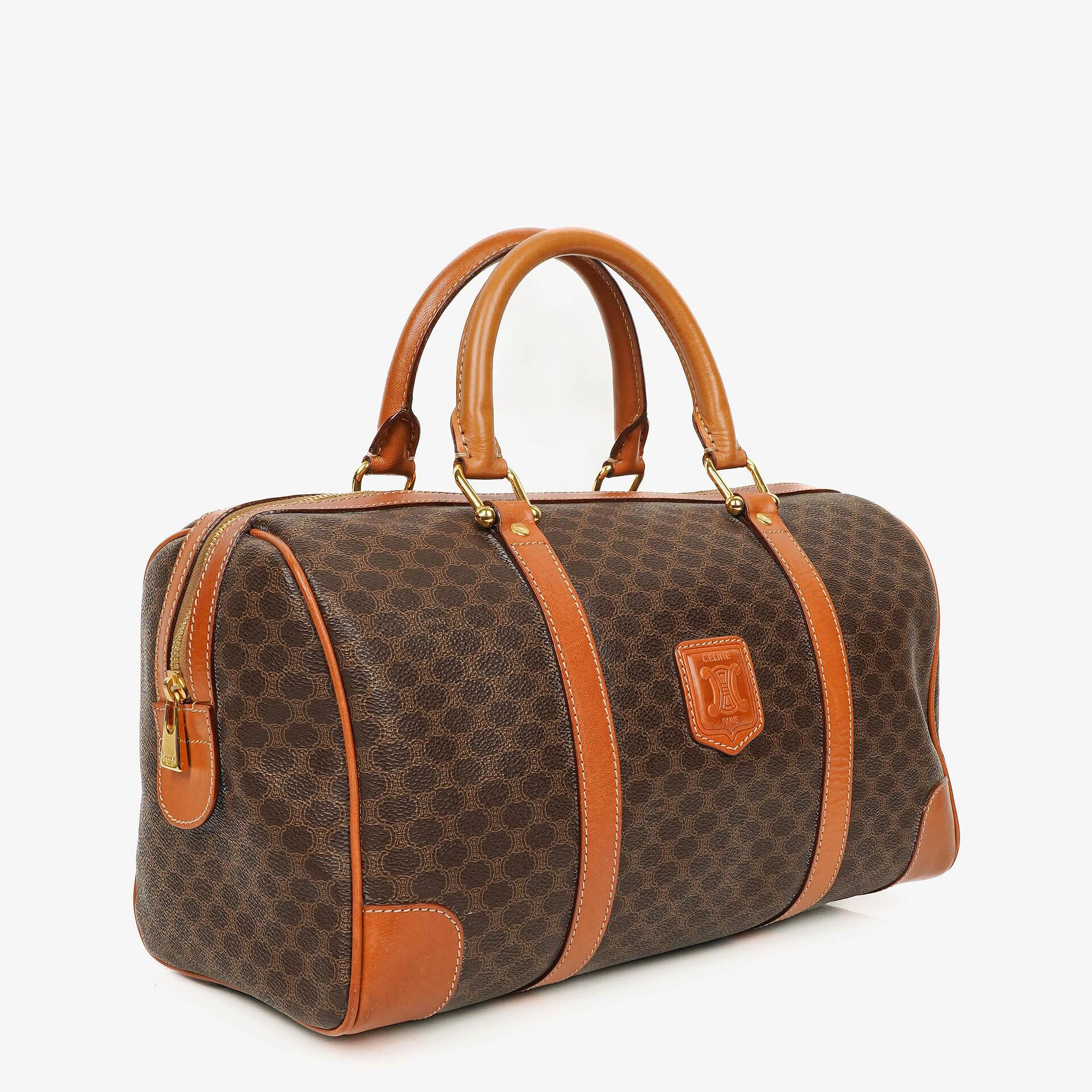 Celine Vintage Macadam Triomphe Reisetasche in Braun