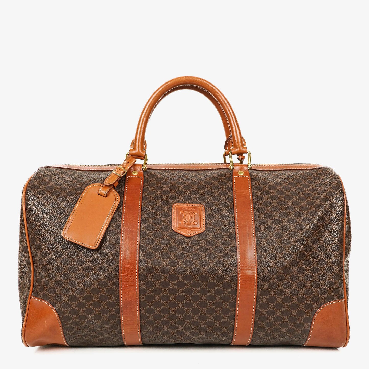 CELINE Vintage Macadam Triomphe Reisetasche in Braun