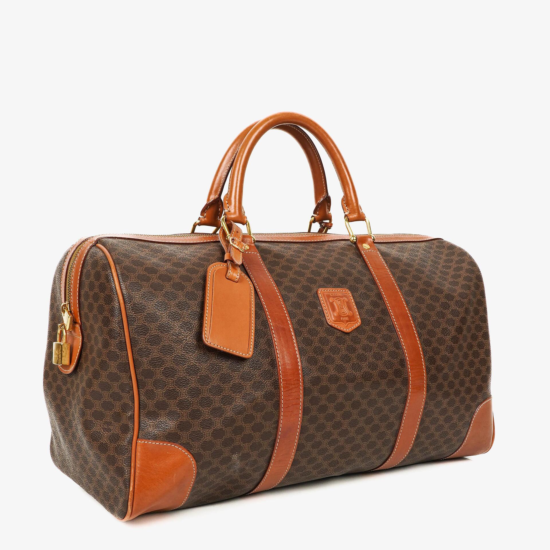CELINE Vintage Macadam Triomphe Reisetasche in Braun
