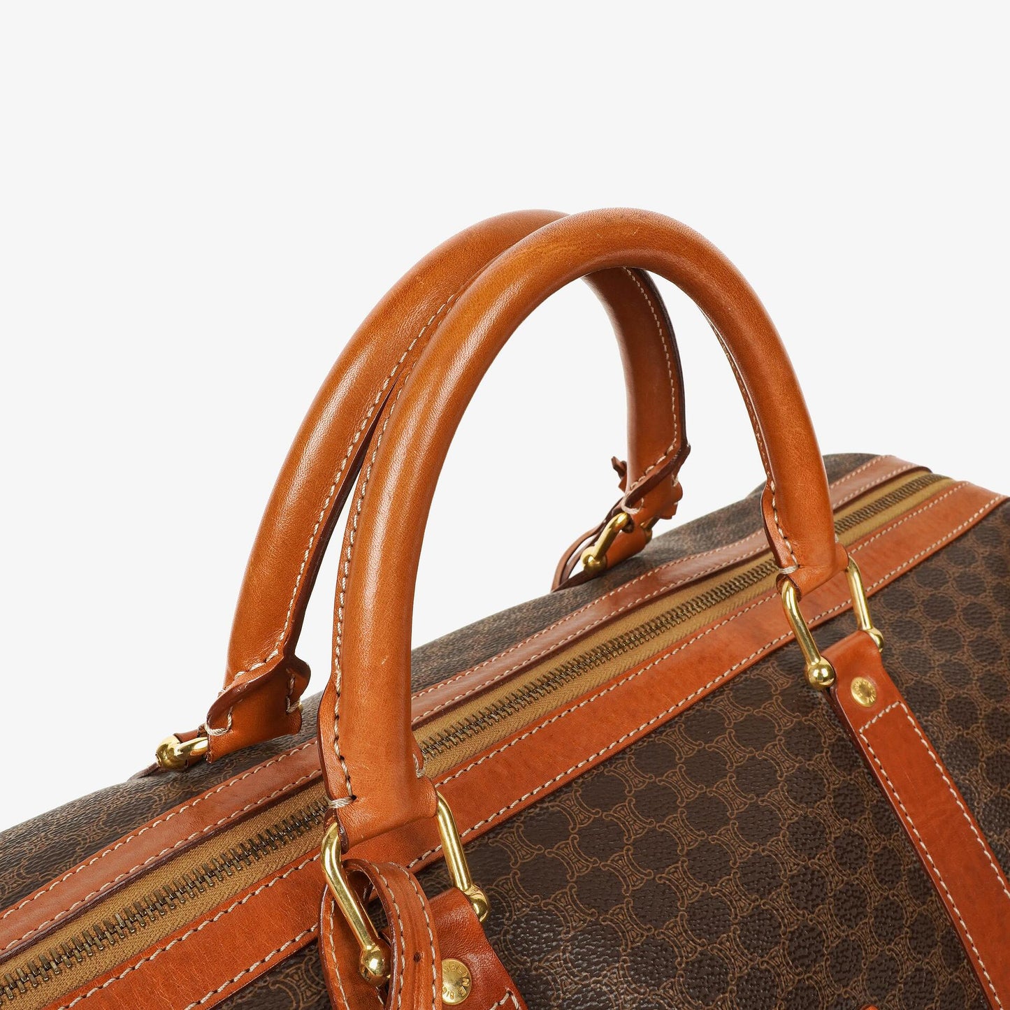 CELINE Vintage Macadam Triomphe Reisetasche in Braun
