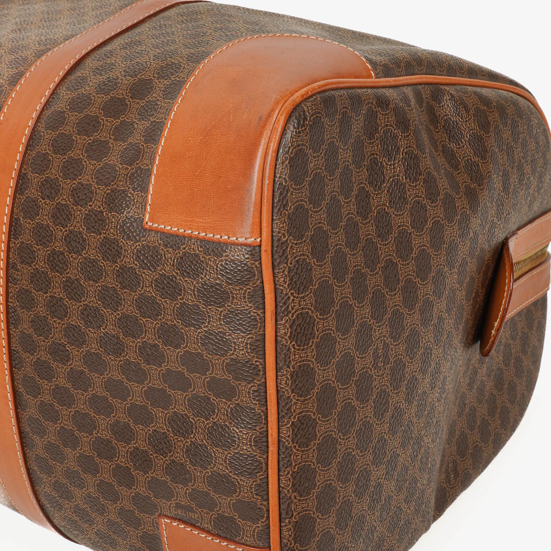 CELINE Vintage Macadam Triomphe Reisetasche in Braun