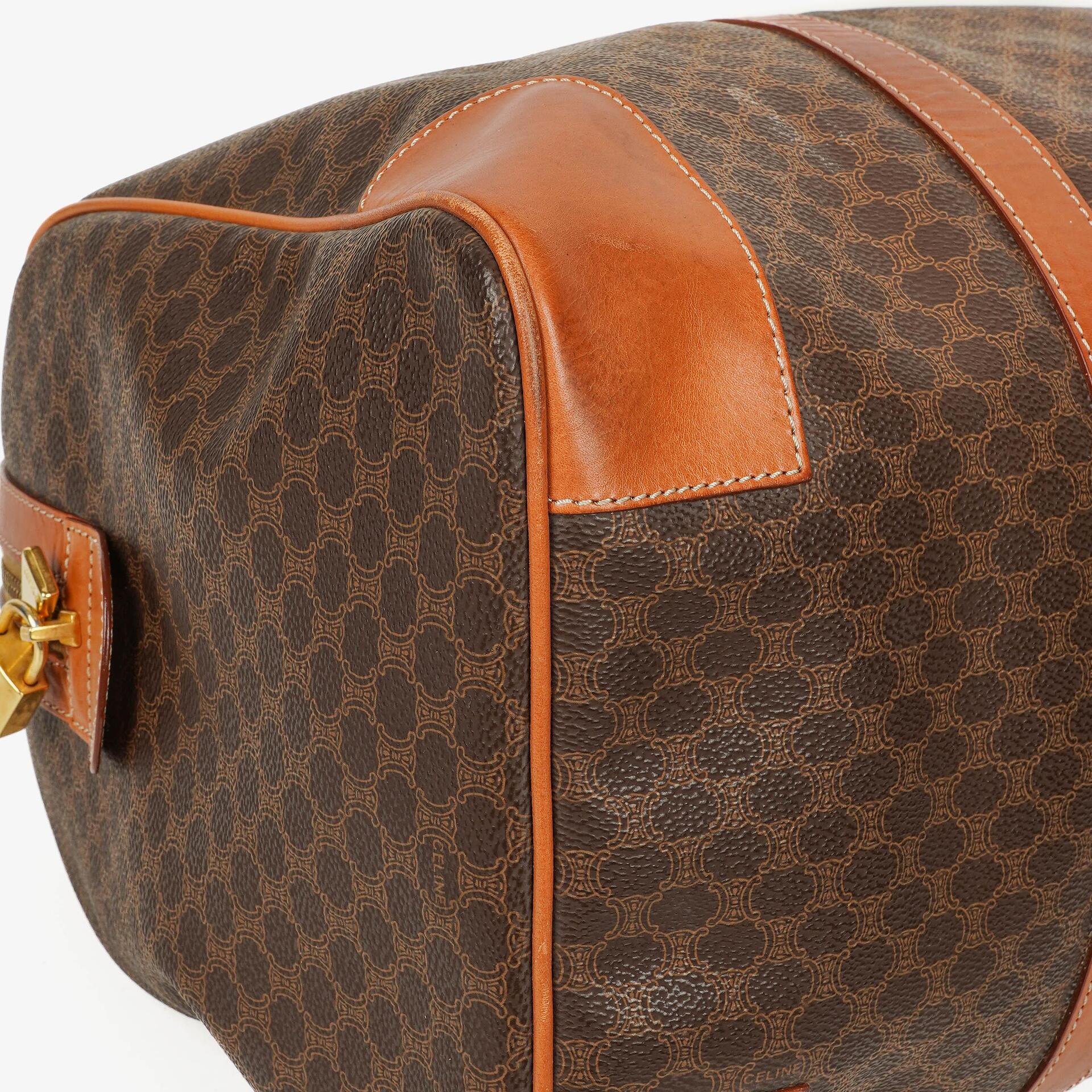CELINE Vintage Macadam Triomphe Reisetasche in Braun