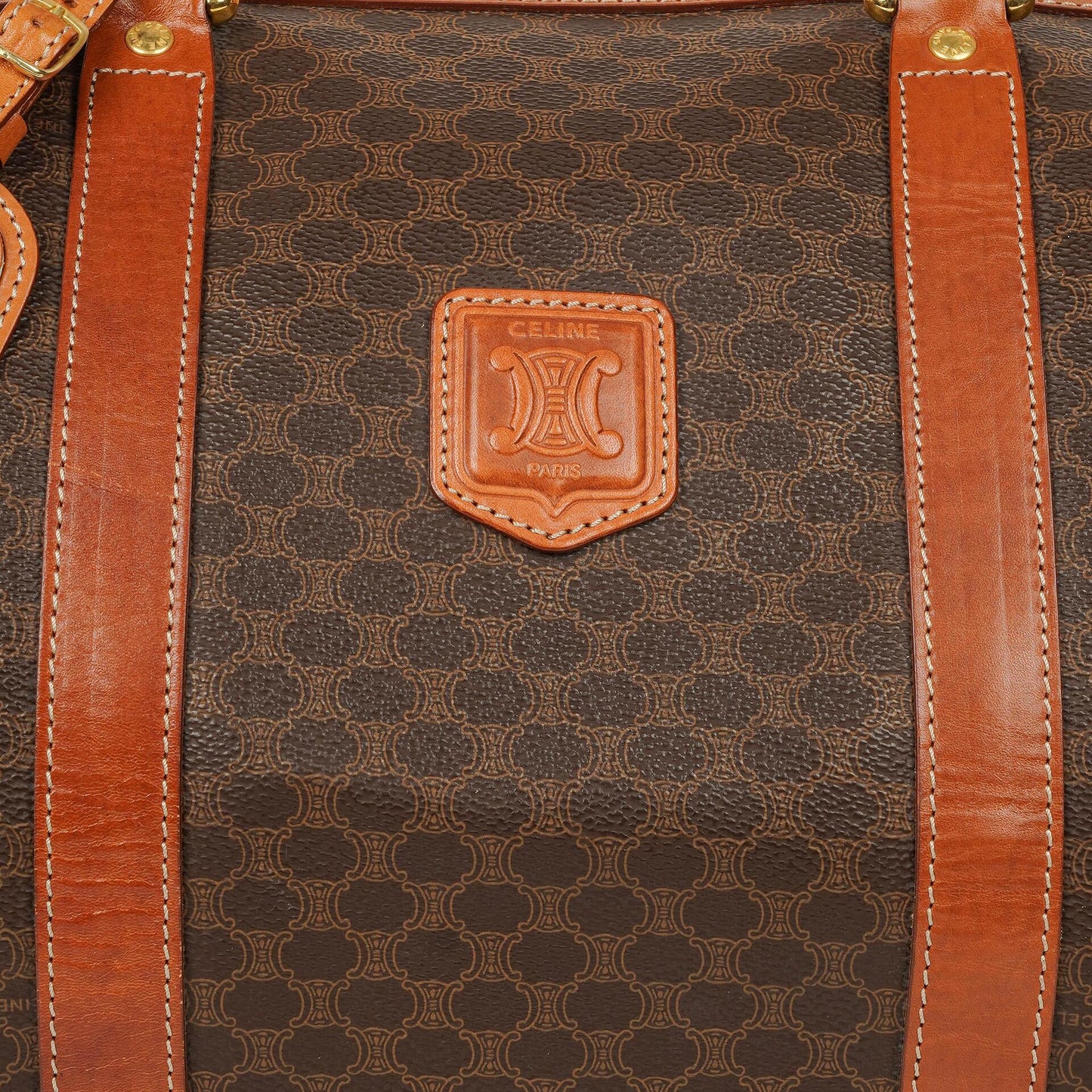 CELINE Vintage Macadam Triomphe Reisetasche in Braun