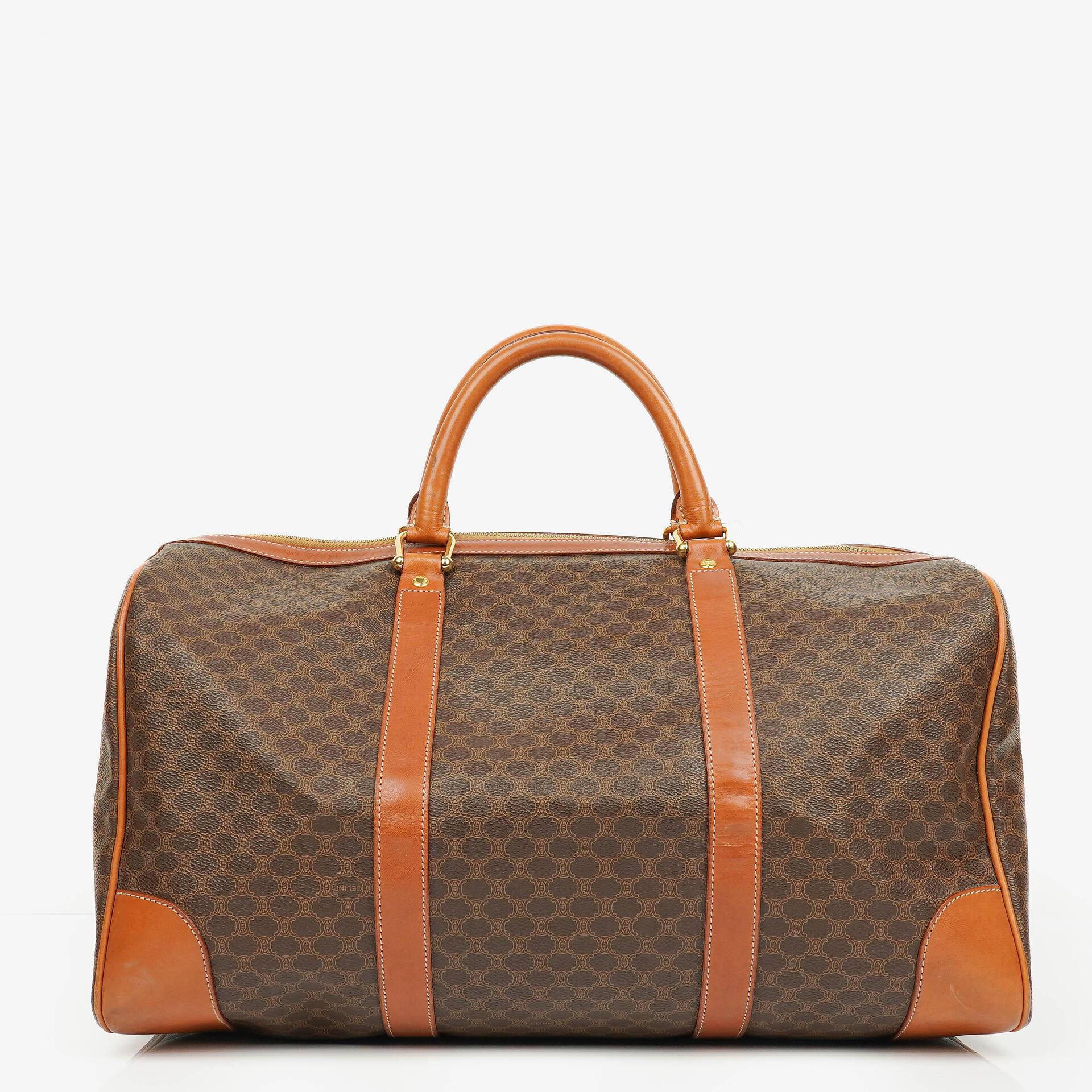 Celine Vintage Macadam Triomphe Reisetasche in Braun