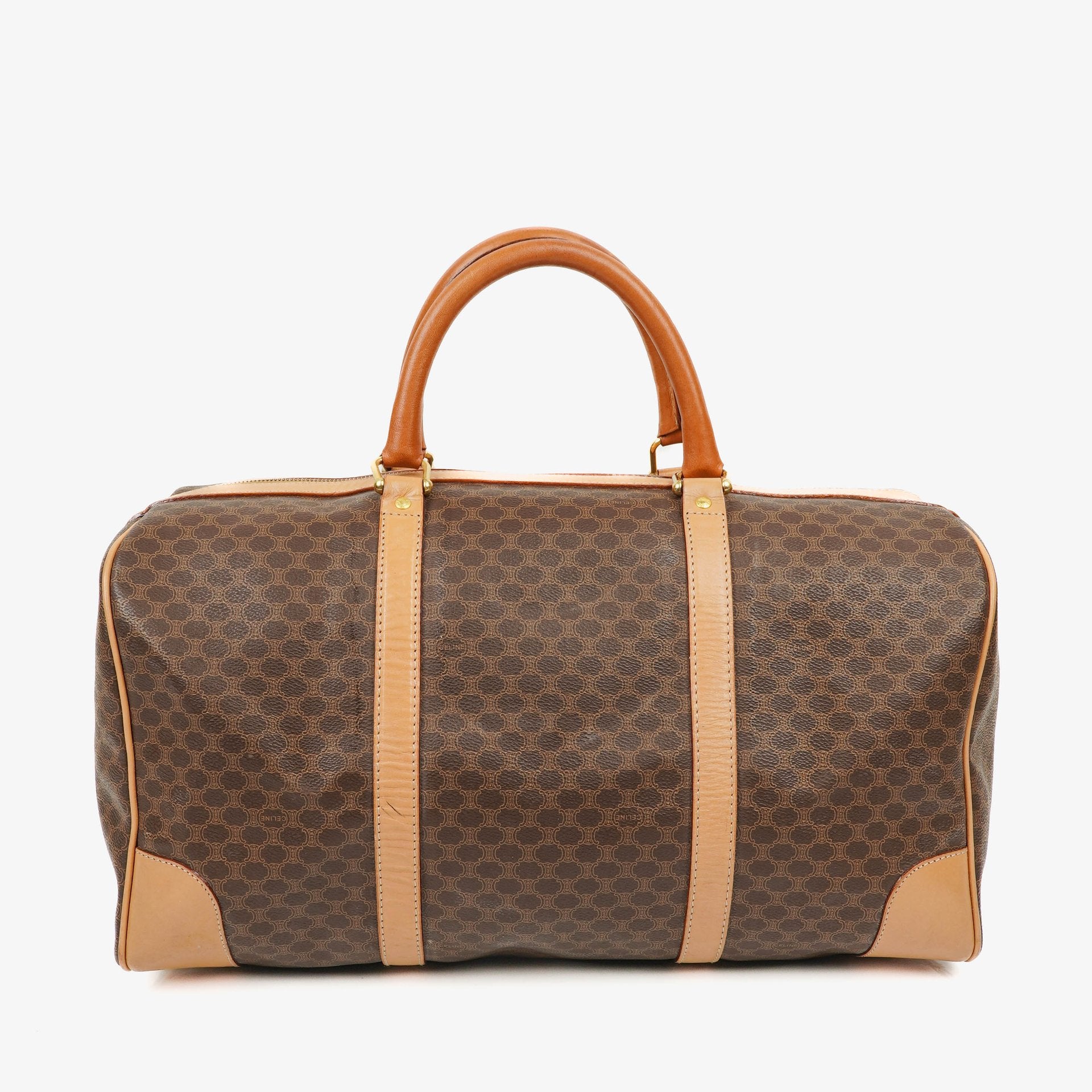 Celine Vintage Macadam Triomphe Reisetasche in Braun