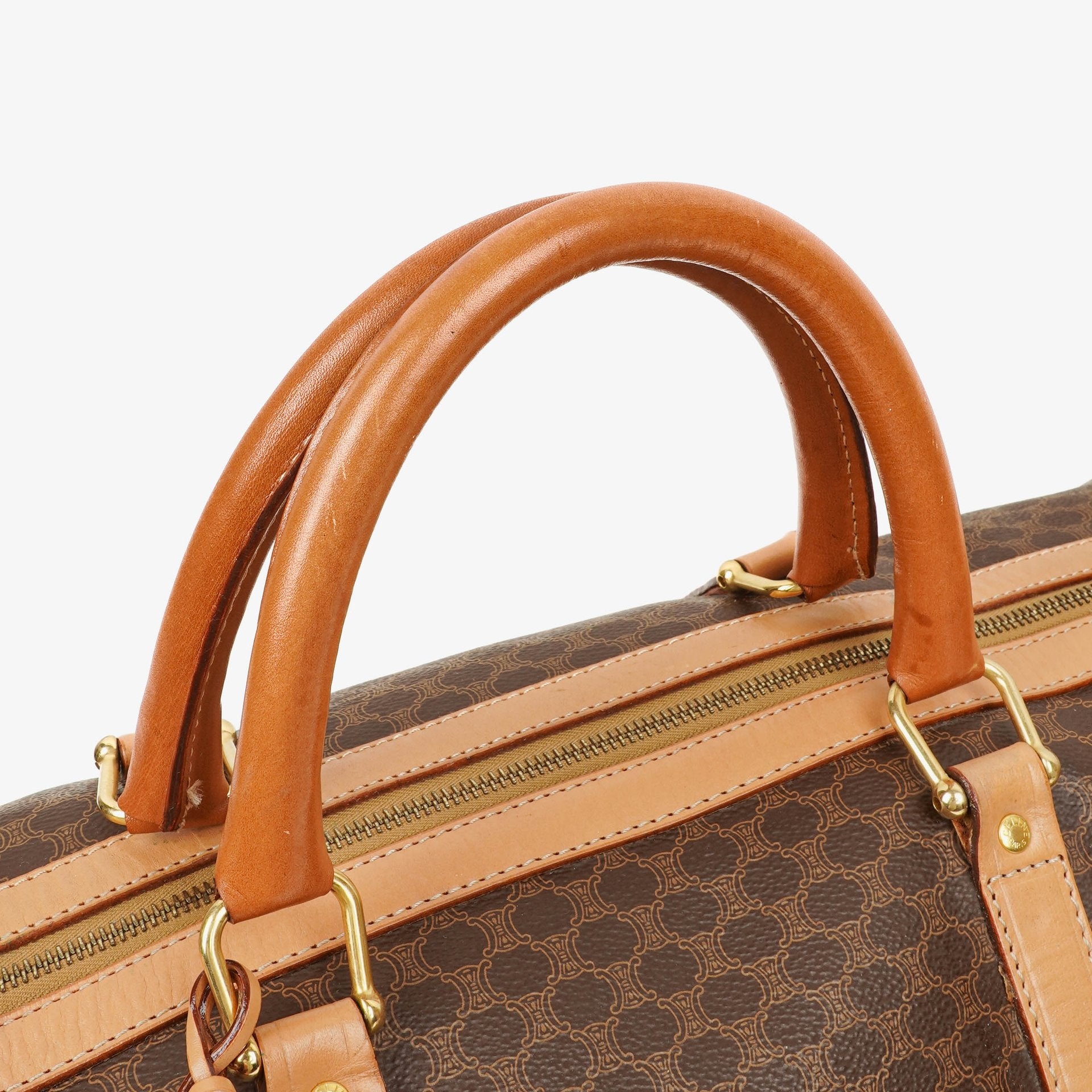 Celine Vintage Macadam Triomphe Reisetasche in Braun