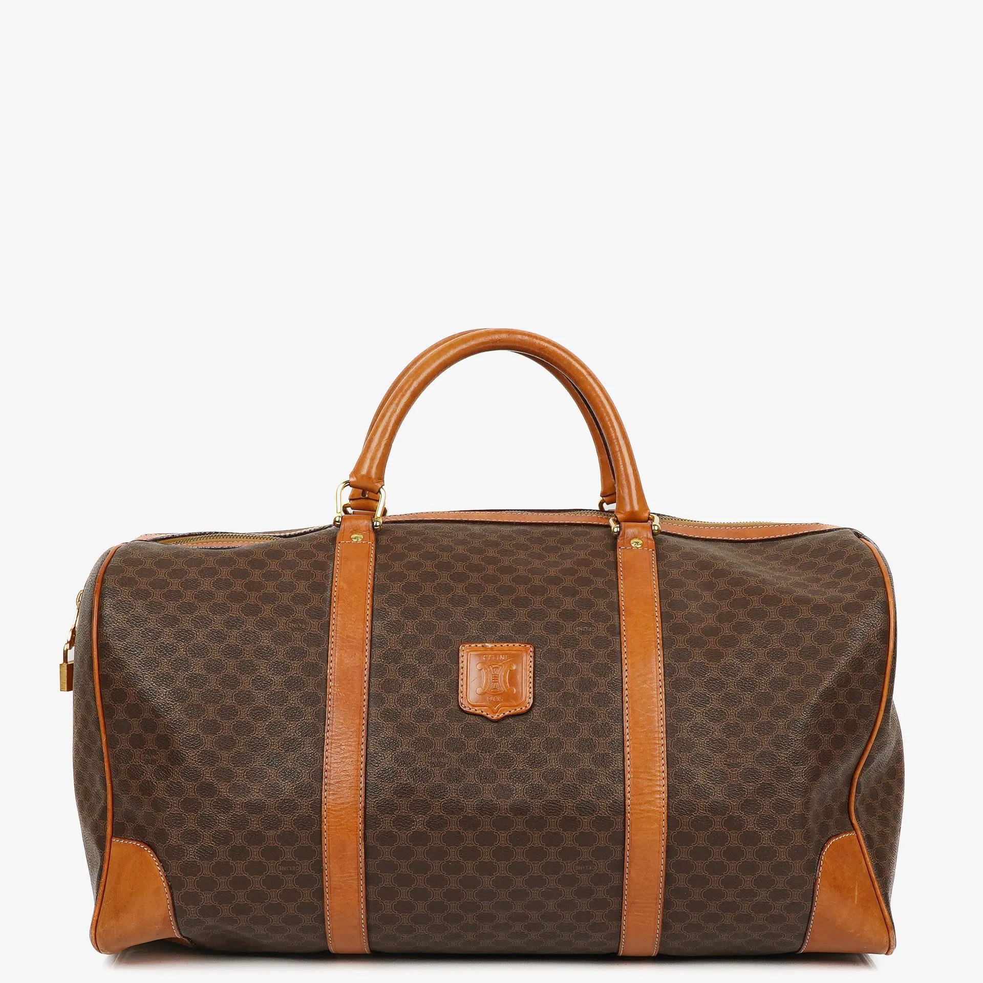 Celine Vintage Macadam Triomphe Reisetasche in Braun