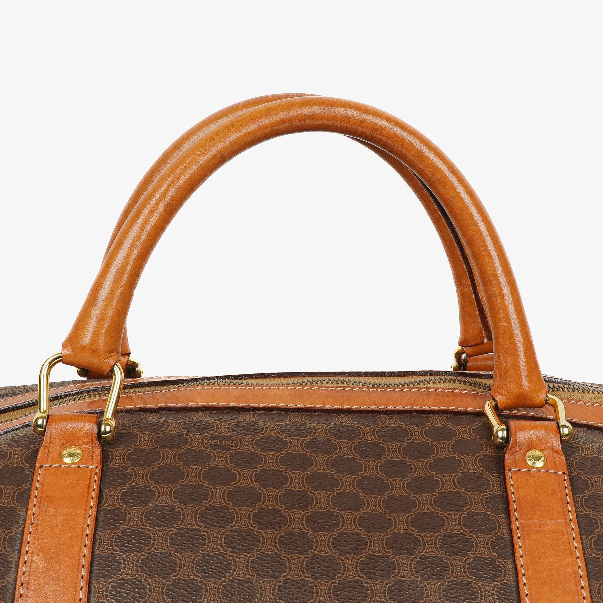 Celine Vintage Macadam Triomphe Reisetasche in Braun