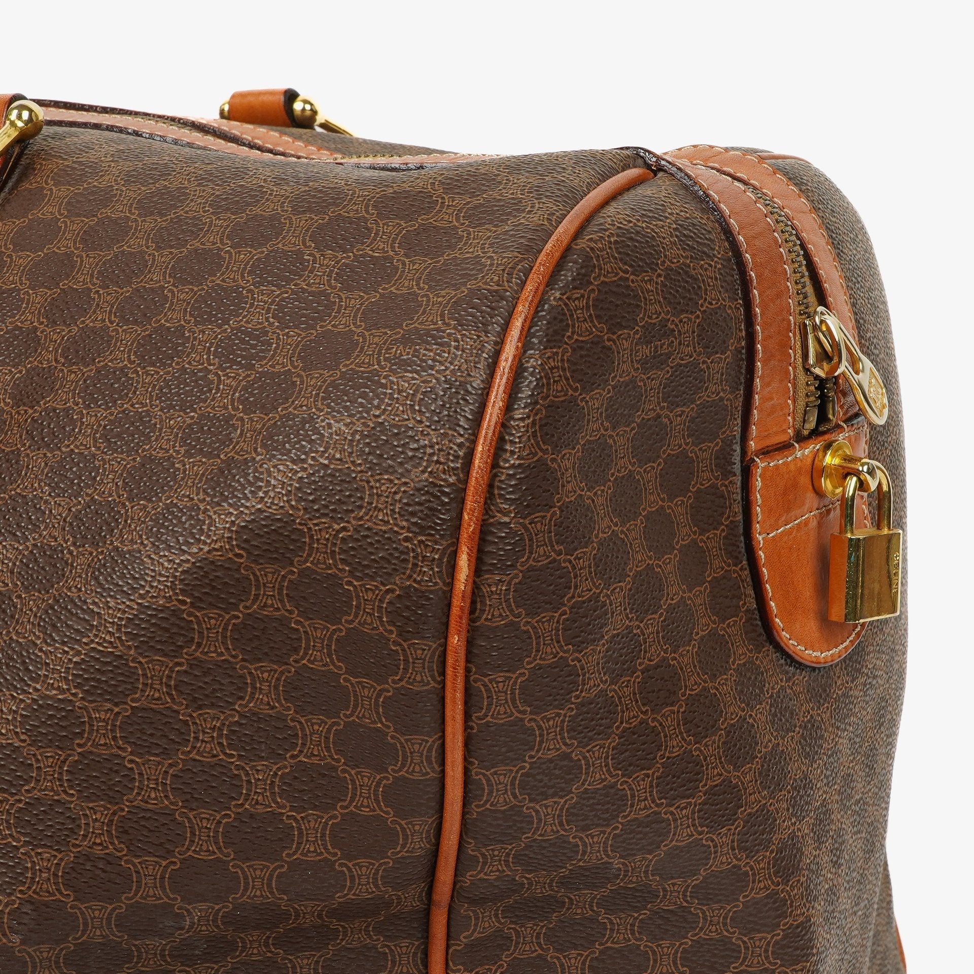 Celine Vintage Macadam Triomphe Reisetasche in Braun