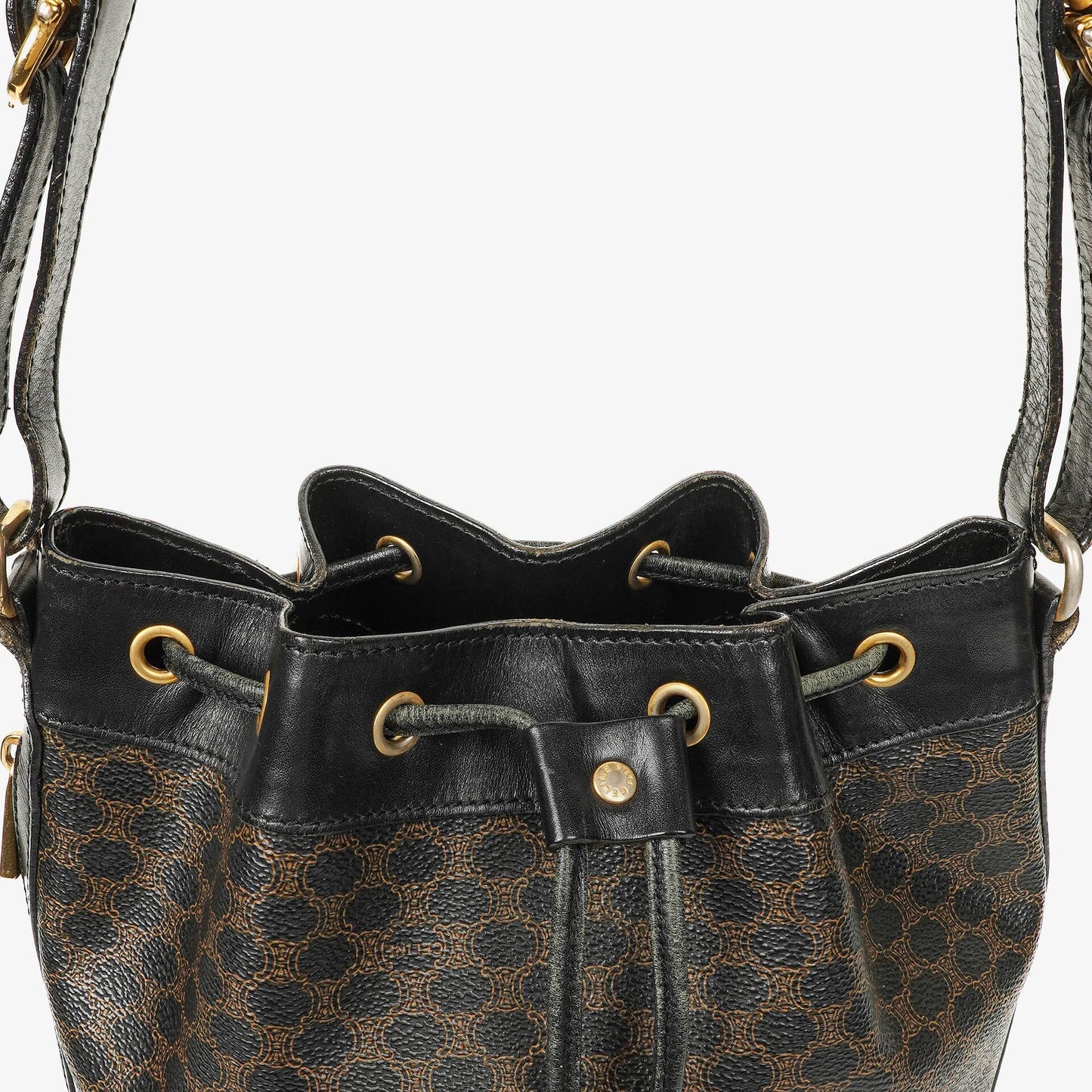 Celine Vintage Macadam Triomphe Kordelzug Bucket Bag