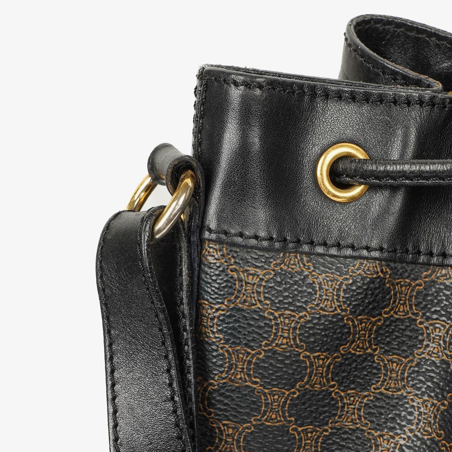 Celine Vintage Macadam Triomphe Kordelzug Bucket Bag