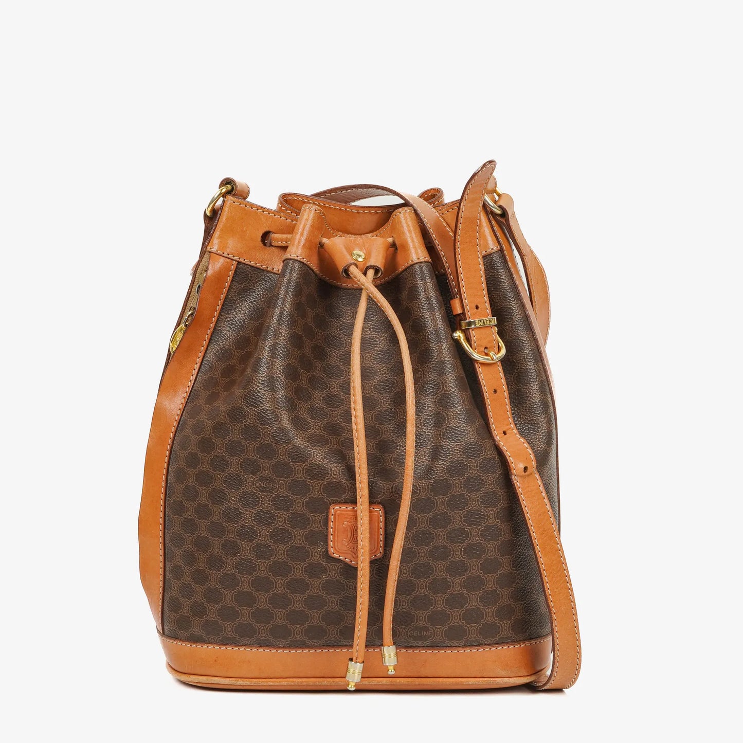 Celine Vintage Macadam Triomphe Bucket Bag mit Kordelzug