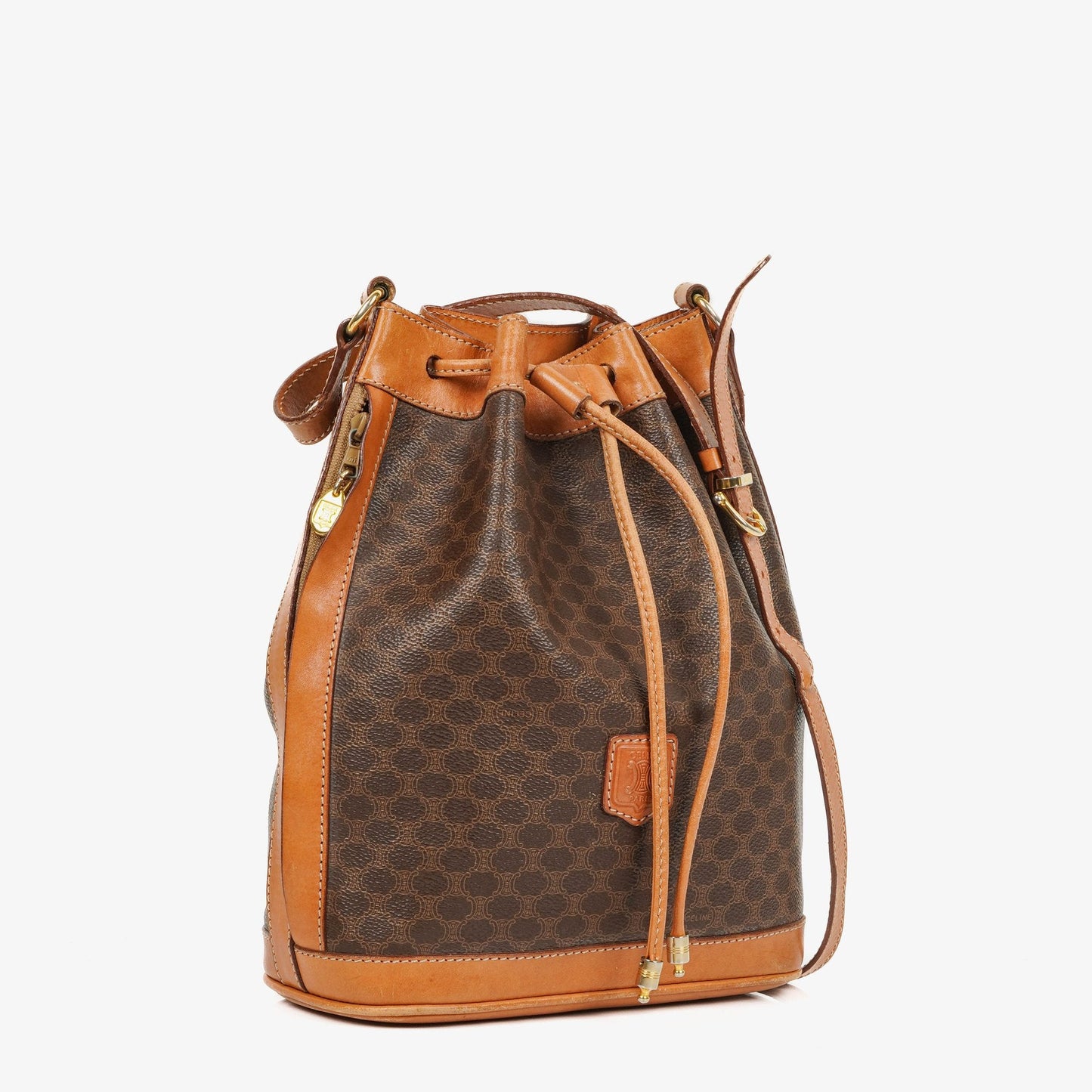 Celine Vintage Macadam Triomphe Bucket Bag mit Kordelzug