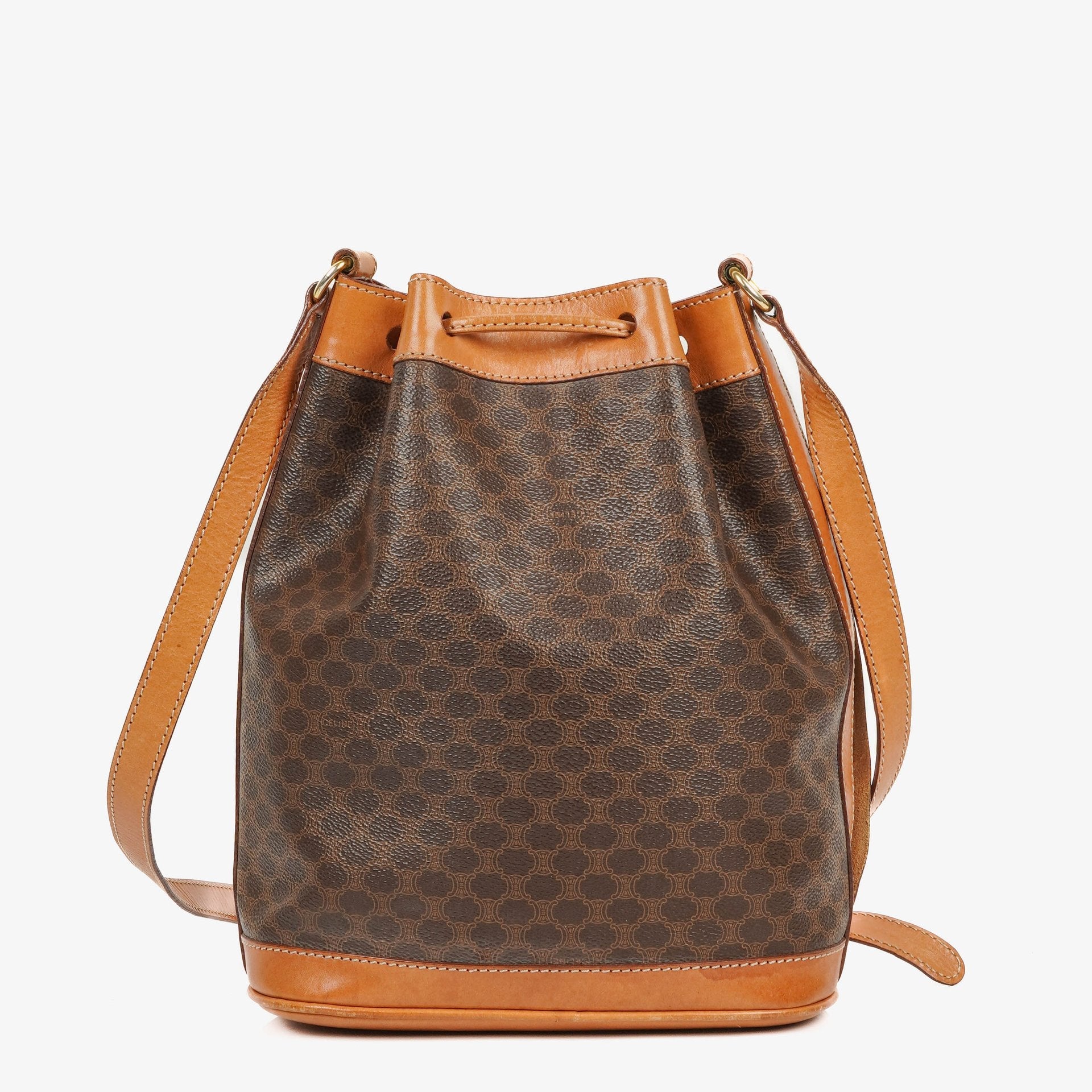 Celine Vintage Macadam Triomphe Bucket Bag mit Kordelzug