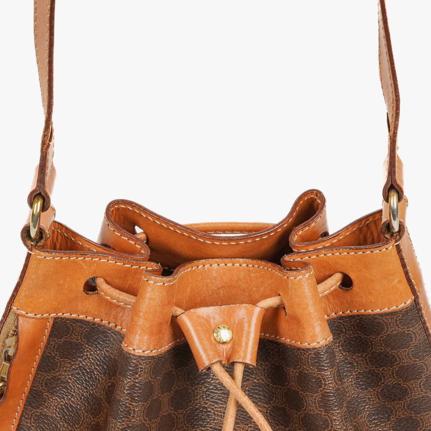 Celine Vintage Macadam Triomphe Bucket Bag mit Kordelzug