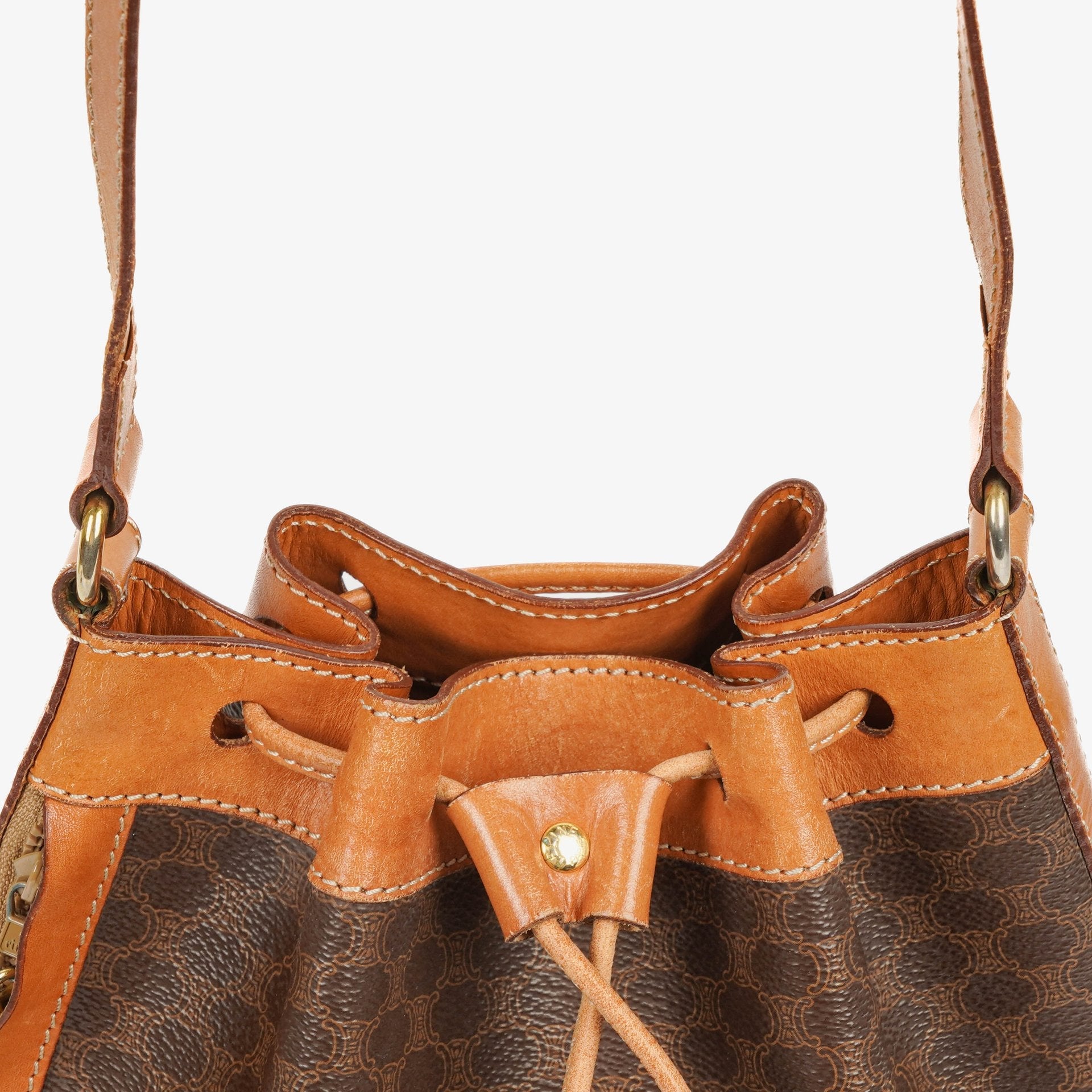 Celine Vintage Macadam Triomphe Bucket Bag mit Kordelzug