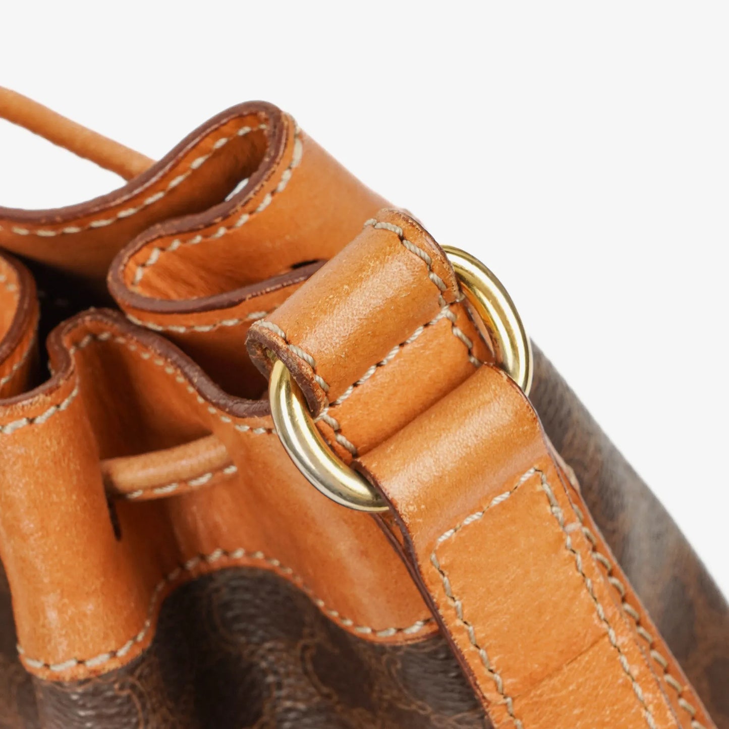 Celine Vintage Macadam Triomphe Bucket Bag mit Kordelzug