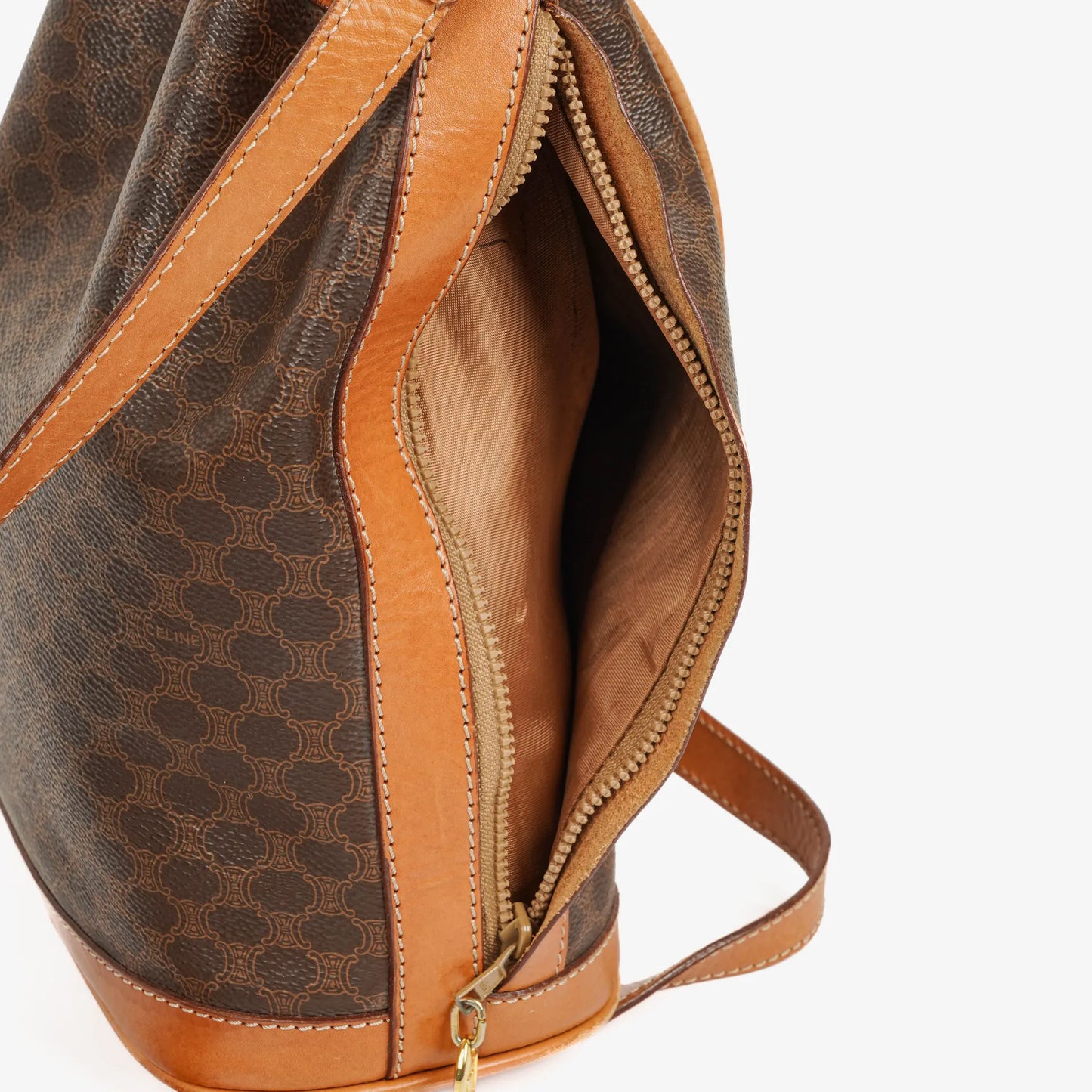 Celine Vintage Macadam Triomphe Bucket Bag mit Kordelzug