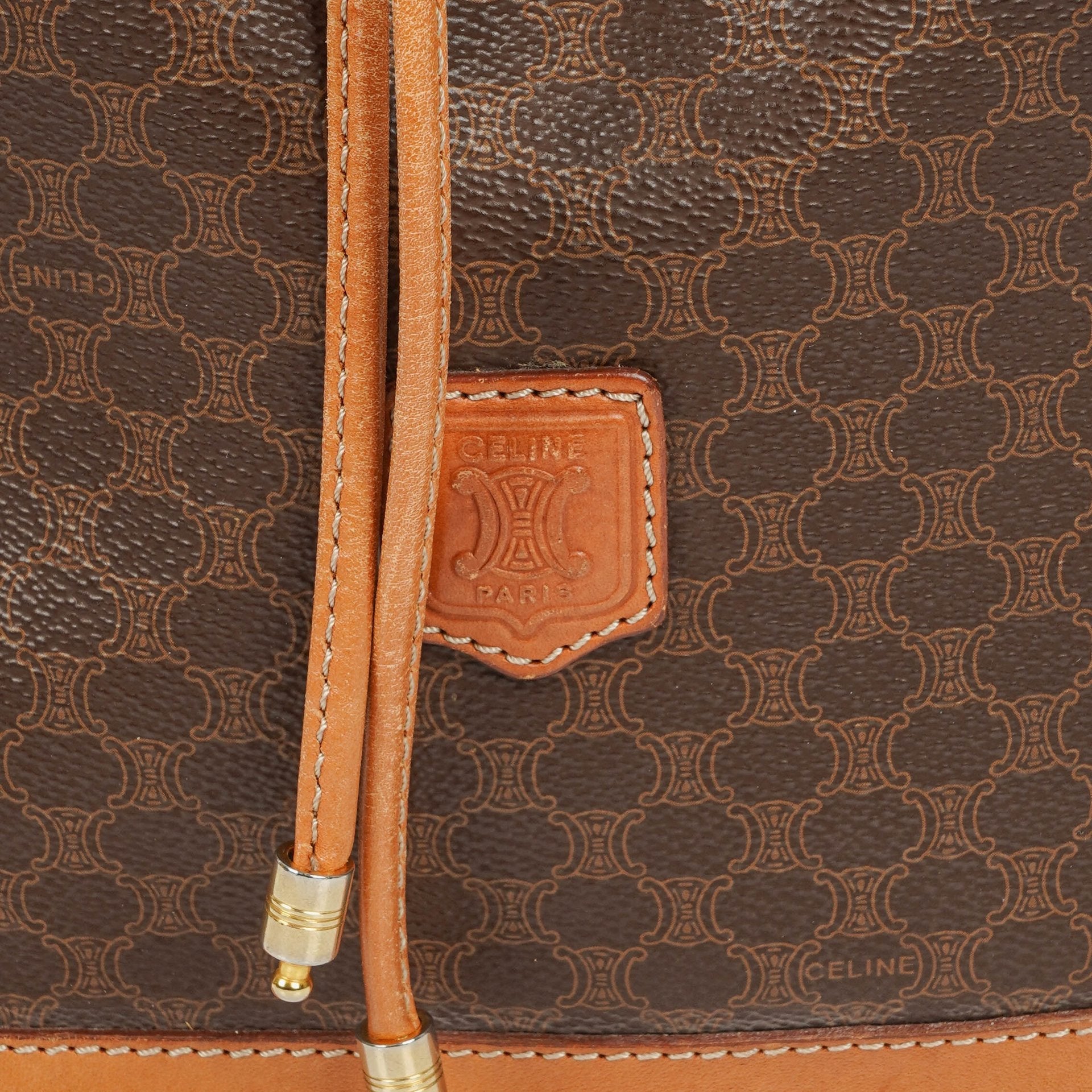 Celine Vintage Macadam Triomphe Bucket Bag mit Kordelzug