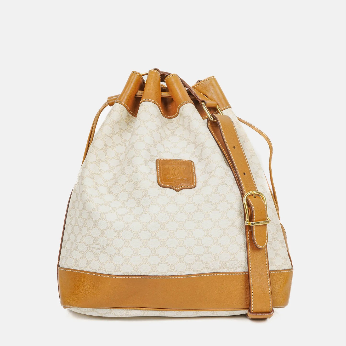 Celine Vintage Macadam Triomphe Bucket Bag mit Kordelzug