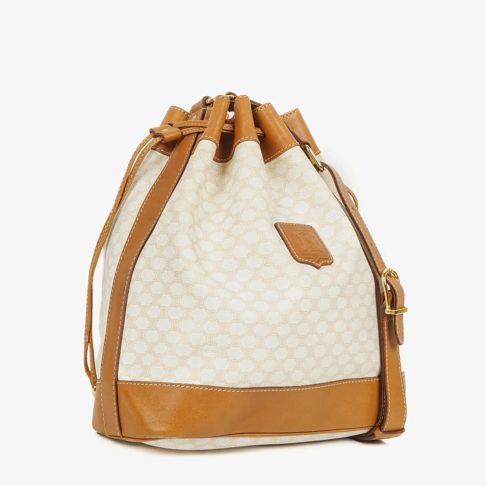 Celine Vintage Macadam Triomphe Bucket Bag mit Kordelzug