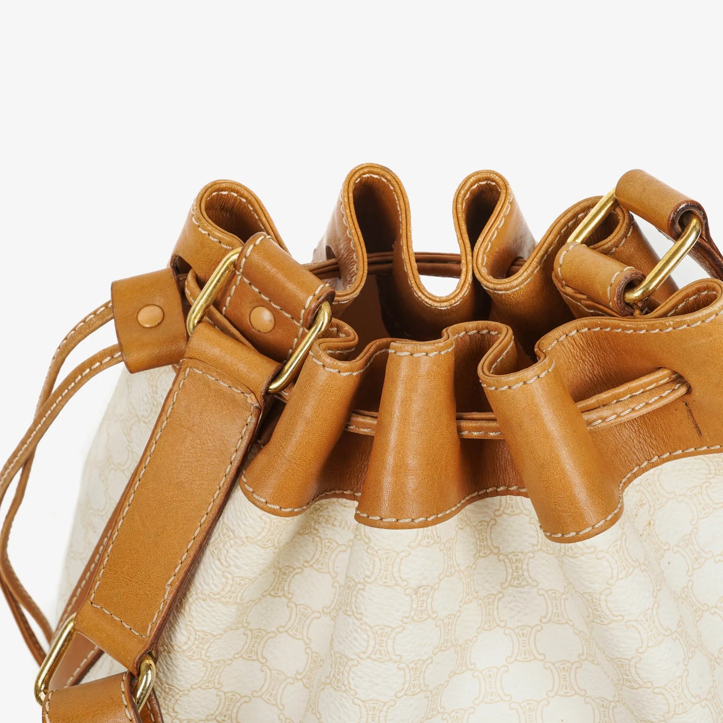 Celine Vintage Macadam Triomphe Bucket Bag mit Kordelzug